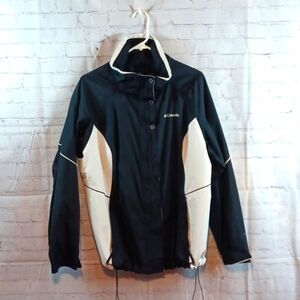 Columbia Womans Black & White Athletic WaterProof Wind Breaker Jacket 1XL